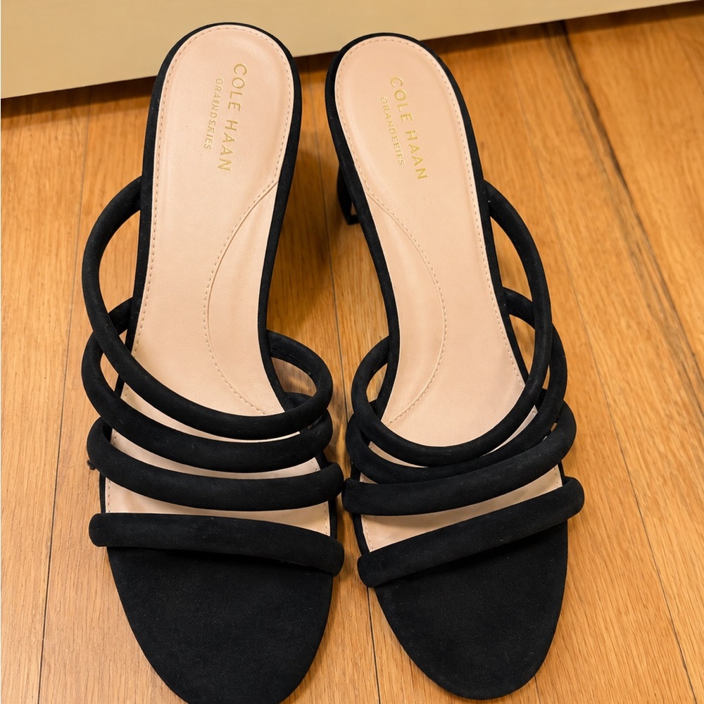 Cole Haan Black Multi-Strap Slide Heels
